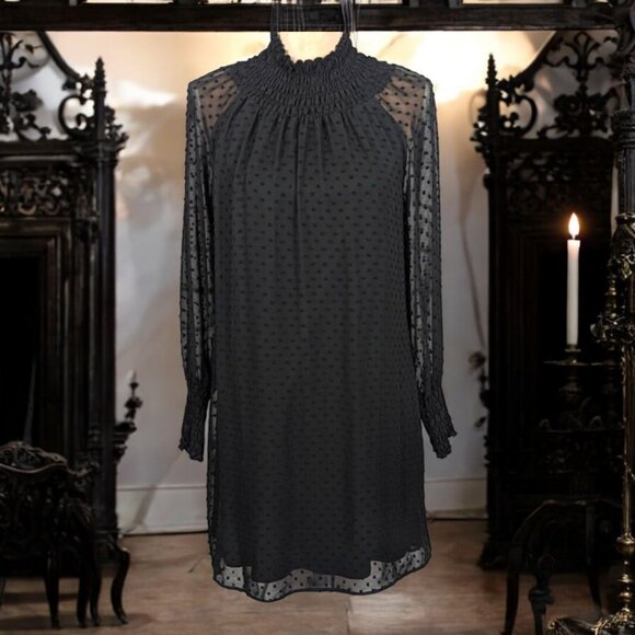 ZARA Witchycore Goth Whimsygoth Swiss Dot Sheer Overlay Mod Dress Medium - Picture 1 of 9